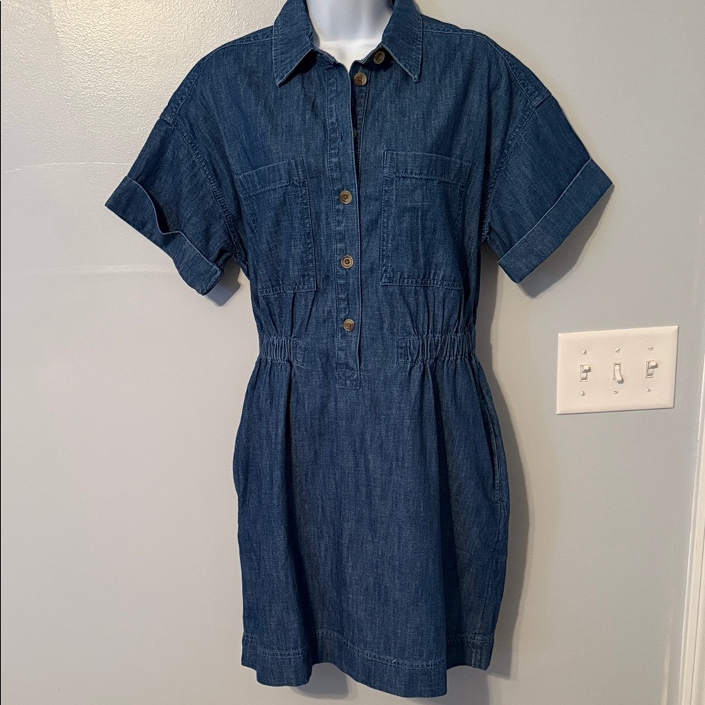 LOFT Denim Utility Mini Pocket Dress